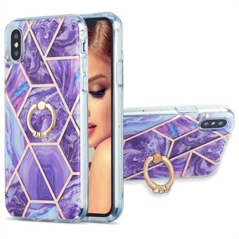 Rotary Kickstand TPU Phone Cover IMD IML Marble Pattern 2.0mm Thickness Electroplating Case for iPhone X/XS 5.8 inch