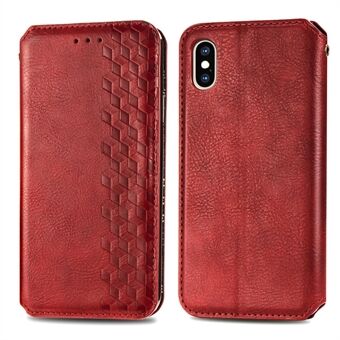 PU Leather Wallet Stand Case for iPhone X/XS 5.8 inch, with Rhombus Imprinting Design Phone Accessory