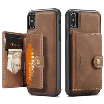 JEEHOOD For iPhone XS 5.8 inch/iPhone X Detachable Wallet Leather Coated TPU Phone Case Kickstand Protective Cover