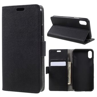 For iPhone XS / X / 10 5,8 Stand lommebokveske i skinn - svart