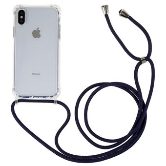 For iPhone X / XS Anti-dråpe TPU + Akryl telefondeksel Gjennomsiktig etui med justerbar snor