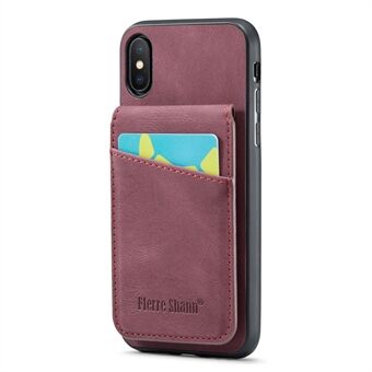 FIERRE SHANN For iPhone X / XS 5,8 tommer Crazy Horse Texture Telefondeksel med Kickstand PU Leather+TPU kortsporetui