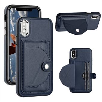 YB Leather Coating Series-4 for iPhone X / XS Kickstand-kortholder Telefonveske PU-skinnbelagt TPU-deksel