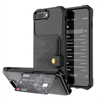 PU-skinnbelagt TPU lommebok Kickstand-deksel med innebygd magnetark for iPhone 8 Plus / 7 Plus / 6s Plus / 6 Plus 4,7 tommer - Svart