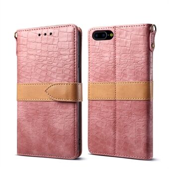 Crocodile Texture Splicing PU Leather Wallet Stand for iPhone 8 Plus/ 7 Plus 5,5 tommer