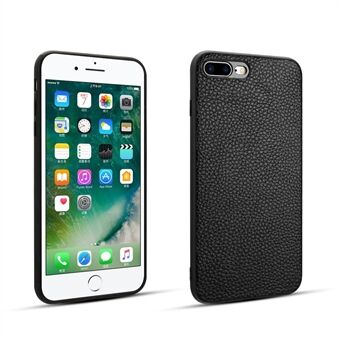 Litchi Texture Genuine Leather Skin Coated TPU Phone Case for iPhone 7 Plus / 8 Plus
