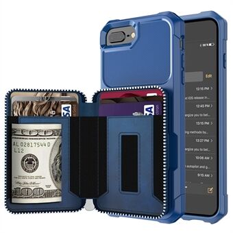 Glidelås lommebok lær telefondeksel for iPhone 8 Plus/ 7 Plus