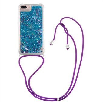 Fall Protection Quicksand Flowing Glitter TPU Protective Phone Cover Shell with Adjustable Lanyard for iPhone 6 Plus/6s Plus/7 Plus/8 Plus 5.5 inch