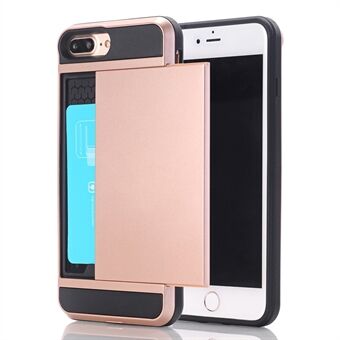 Sliding Card Holder Plastic + TPU Hybrid Case for iPhone 8 Plus / 7 Plus 5.5 inch