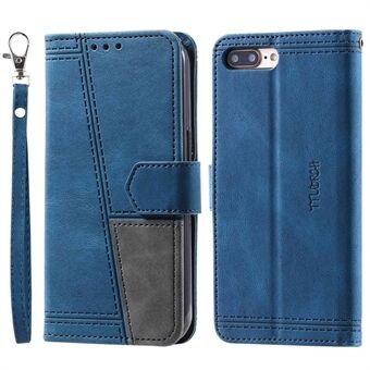 TTUDRCH 004 for iPhone 7 Plus/8 Plus 5.5 inch Wallet Style Splicing Design PU Leather Skin-touch Feeling Stand Anti-scratch Case with RFID Blocking Function