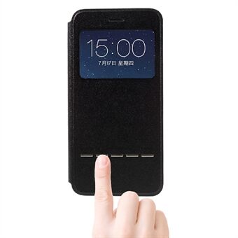 Slider to Answer Leather Stand Case for iPhone 8 Plus / 7 Plus med utsiktsvindu - svart