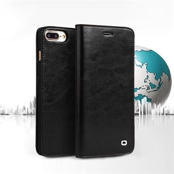 QIALINO For iPhone 8 Plus/7 Plus 5.5 inch Genuine Cowhide Leather Cover Wallet Protective Phone Case