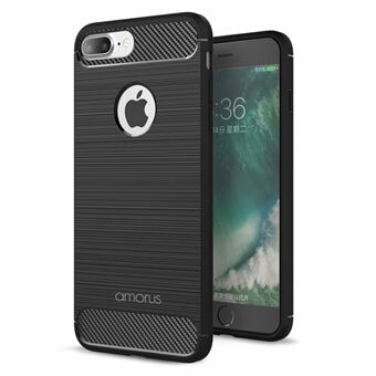 AMORUS Carbon Fiber Texture Brushed TPU Mobile Phone Shell for iPhone 8 Plus / 7 Plus 5.5 inch