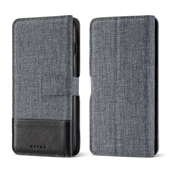 MUXMA Tri-fold avtakbar 2-i-1 lommebok Canvas Stand Mobile Shell for iPhone 8 Plus / 7 Plus 5,5 tommer