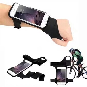Universal 6-tommers smarttelefoner vanntett sportsnylonarmbåndveske med fingerhull for løping og sykling - svart