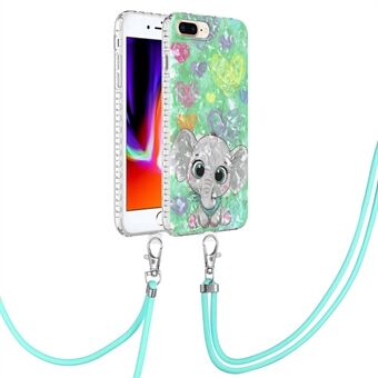 YB IMD Series-15 TPU-deksel med snor for iPhone 7 Plus 5,5 tommer / 8 Plus 5,5 tommer, 2,0 mm IMD IML Airbag Scratch telefondeksel - BK008