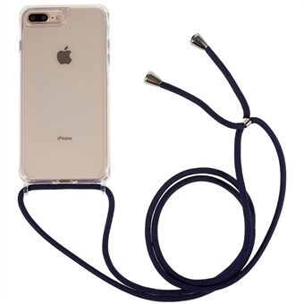 Bakdeksel for iPhone 7 Plus / 8 Plus 5,5 tommer, klar støtsikker TPU+akryltelefondeksel med snor