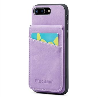 FIERRE SHANN For iPhone 7 Plus 5,5 tommer / 8 Plus 5,5 tommer telefonveske Kickstand PU-skinn TPU-deksel med kortholder