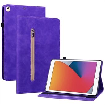 For iPad 9.7-inch (2018)/9.7-inch (2017)/iPad Air 2/iPad Air (2013) Anti-drop Solid Color Tablet Case with Zipper Pocket Shockproof PU Leather Tablet Wallet Stand with Card Slots