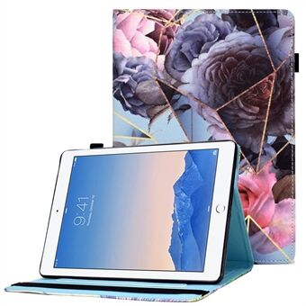 For iPad Air (2013) / Air 2 / iPad 9,7-tommers (2017) / (2018) søm PU-skinn nettbrettdeksel mønster utskriftsstativ Kortholderveske med elastisk Stand