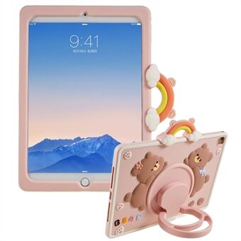 For iPad Air (2013) / Air 2 / iPad 9,7-tommers (2017) / (2018) Nettbrettetui Cartoon Bear Rotary Kickstand PC+Silicon Cover