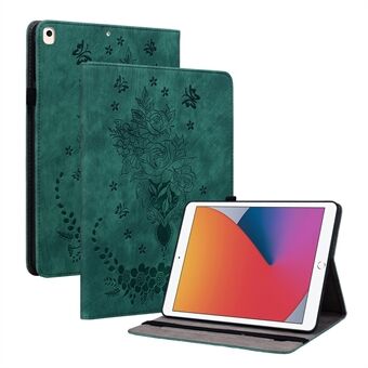 For iPad Air (2013) / Air 2 / iPad 9,7-tommers (2017) / (2018) PU- Stand Shell Butterfly Rose-påtrykt nettbrettetui med kortspor