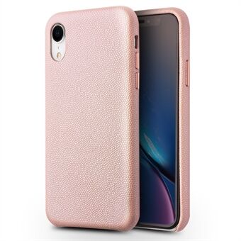 QIALINO Classic Litchi Texture Calf Skin Genuine Leather Coated PC Back Case for iPhone XR 6.1 inch