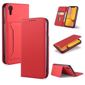 Liquid Silicone Touch Leather Wallet Stand Shell for iPhone XR 6.1 inch