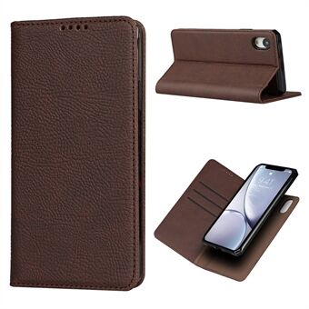 Litchi Skin Genuine Leather TPU Stand Shell for iPhone XR 6.1 inch Detachable 2 in 1 Case