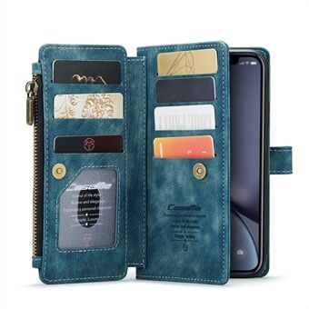 CASEME C30-serien flere kortspor All-round beskyttelse lommebok med glidelås Design PU-skinntelefonveske med Stand for iPhone XR 6,1 tommer