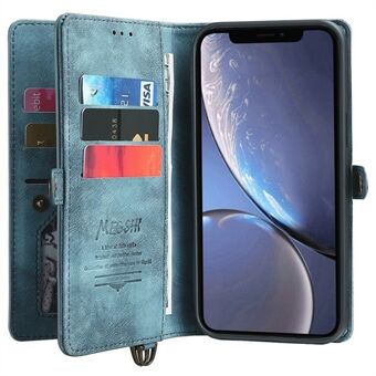 Stand 021-serien avtakbar 2-i-1-design med full beskyttelse til telefonstativ i skinn med avtakbar lommebok for iPhone XR 6,1 tommer