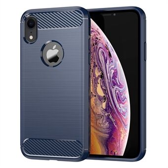 For iPhone XR 6,1 tommer fallbeskyttelse Fleksibel TPU-telefon bakdeksel Børstet karbonfibertekstur mobiltelefonveske