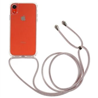Bakdeksel for iPhone XR 6.1 tommer, fallbeskyttelse Klar TPU+akryl telefondeksel med snor