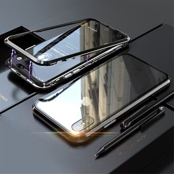 Avtakbar magnetisk metallramme + ryggbeskyttelse i herdet glass Hardt deksel for iPhone XS Max 6,5 tommer