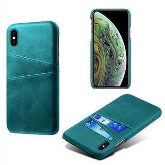 Dual Card Slots PU Leather Coated PC Case for iPhone XS Max 6.5 inch