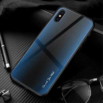 Texture Gradient Tempered Glass Back + Soft TPU Edge Phone Cover for iPhone XS Max 6.5 inch