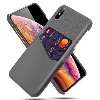 KSQ Cloth Splicing PU Leather Coated PC Hard Case with Card Slot for iPhone XS Max 6.5 inch
