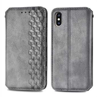 Rhombus Imprinting Design PU Leather Case for iPhone XS Max 6.5 inch, Anti-Fall Leather Wallet Stand Phone Accessory