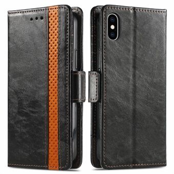 CASENEO 002 Series For iPhone XS Max 6.5 inch Business Style Shockproof Splicing PU Leather Case Stand Shell Flip Folio Wallet Cover