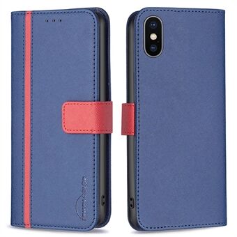 BINFEN COLOR BF Leather Series-9 for iPhone XS Max 6,5 tommer Cross Texture Lommebokveske Style 13 Skjøting PU- Stand
