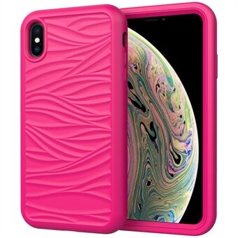 For iPhone XS Max 6,5 tommer avtakbar 2-i-1 PC+Silicon Phone Deksel Anti-Slip Wave Texture Cover