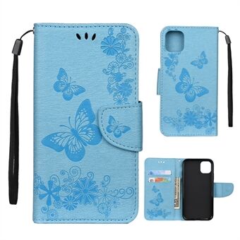 Imprint Butterfly Flower Leather Wallet Case for iPhone 11 6,1 tommer (2019)