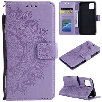 Imprint Mandala Pattern Wallet Stand Flip Leather Shell for iPhone 11 6,1 tommer (2019)