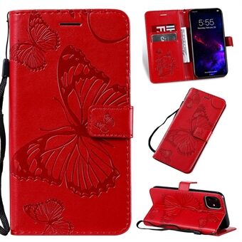 Imprint Butterfly Leather Wallet Case for iPhone 11 6,1 tommer (2019)