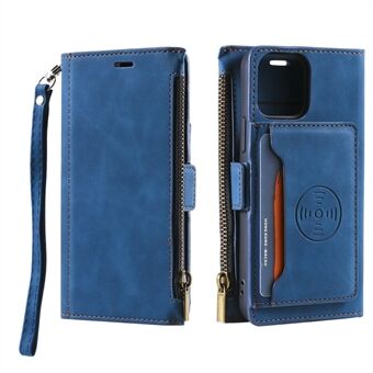 Drop-resistant Protective Leather Phone Case Kickstand with Zipper Wallet for iPhone 11 6.1 inch