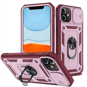 Ring Kickstand PC + TPU støtsikker støtfangere Armor Protective Case med skyvekameralinsebeskyttelse for iPhone 11 6,1 tommer