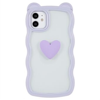 Anti-slipp telefondeksel for iPhone 11 6,1 tommer, Cute Heart Bear Ear Decor Avtakbart 2-i-1 PC+TPU-beskyttelsesdeksel