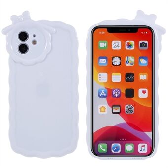 For iPhone 11 6,1 tommers solid hvit glanset overflate Anti-sjokk telefondeksel med 3D tegneserie monsterdesign smarttelefon beskyttende mykt TPU bakdeksel