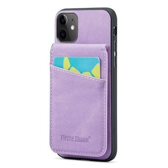 FIERRE SHANN Kickstand telefondeksel for iPhone 11 Crazy Horse Texture PU Leather+TPU kortsporetui
