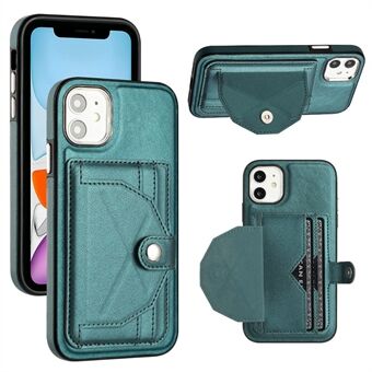 YB Leather Coating Series-4 for iPhone 11 Kickstand Card Slots Case PU Leather Coating TPU telefondeksel